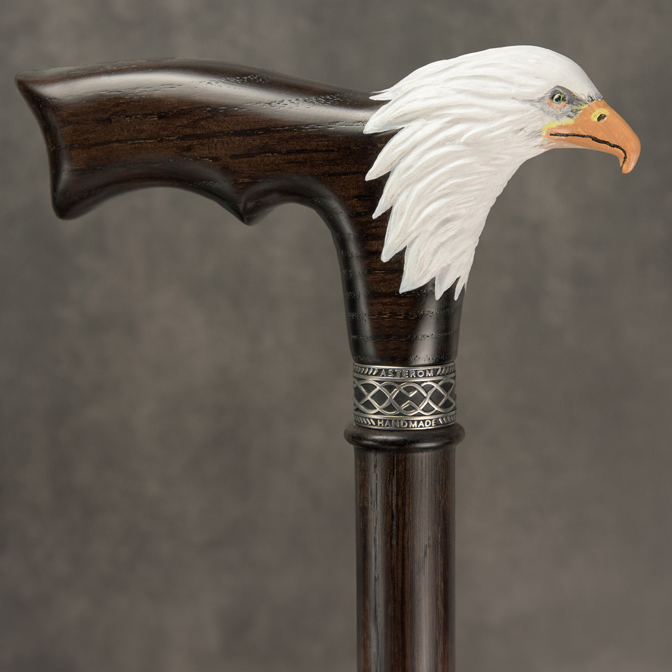 Load video: Hand-Painted Bald Eagle Cane- Custom Length