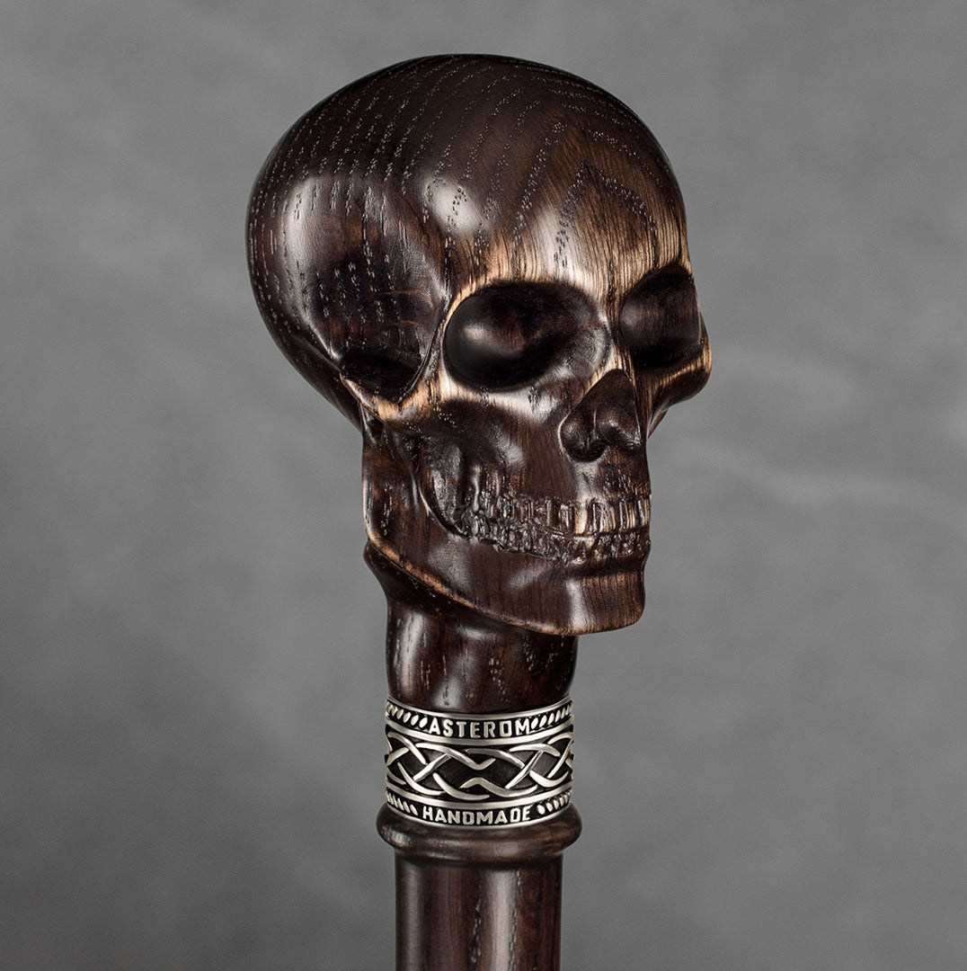 Load video: Skull Walking Cane Sturdy Fully Carved Canes Sticks