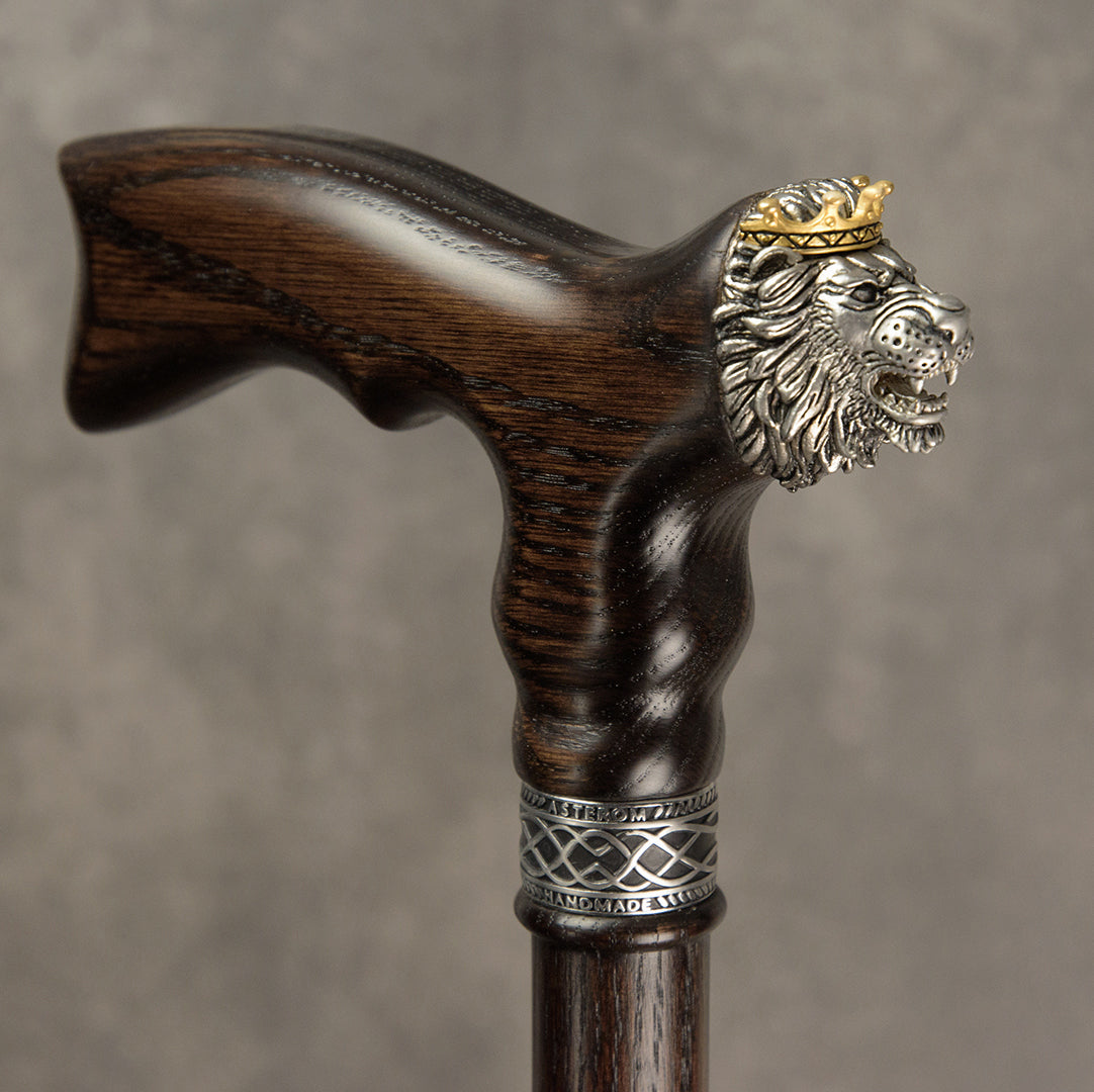 Load video: Lion King Walking Cane for Men, Wooden Cane