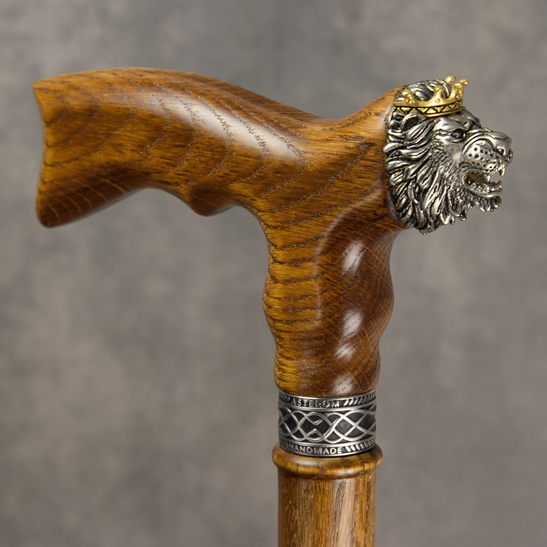 Load video: Unique Lion King Wooden Walking Cane for Men