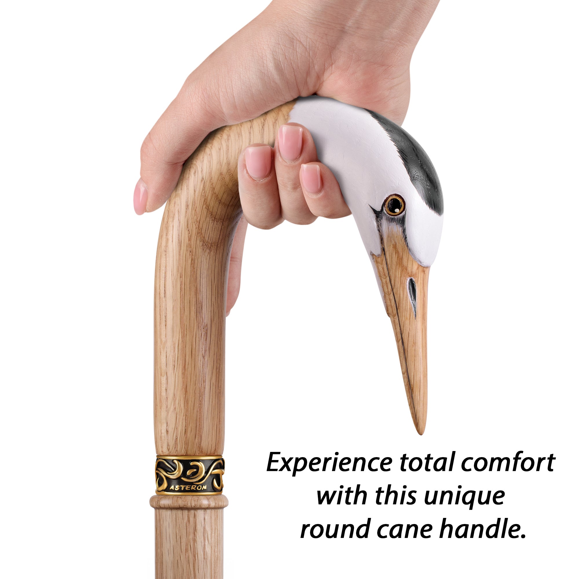 Crane Walking Cane, Hook Cane - Custom Length and Color