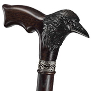 Carved Raven Walking Cane, Custom Length & Color