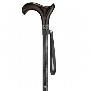 Carbon Adjustable Cane with Derby Wooden Handle