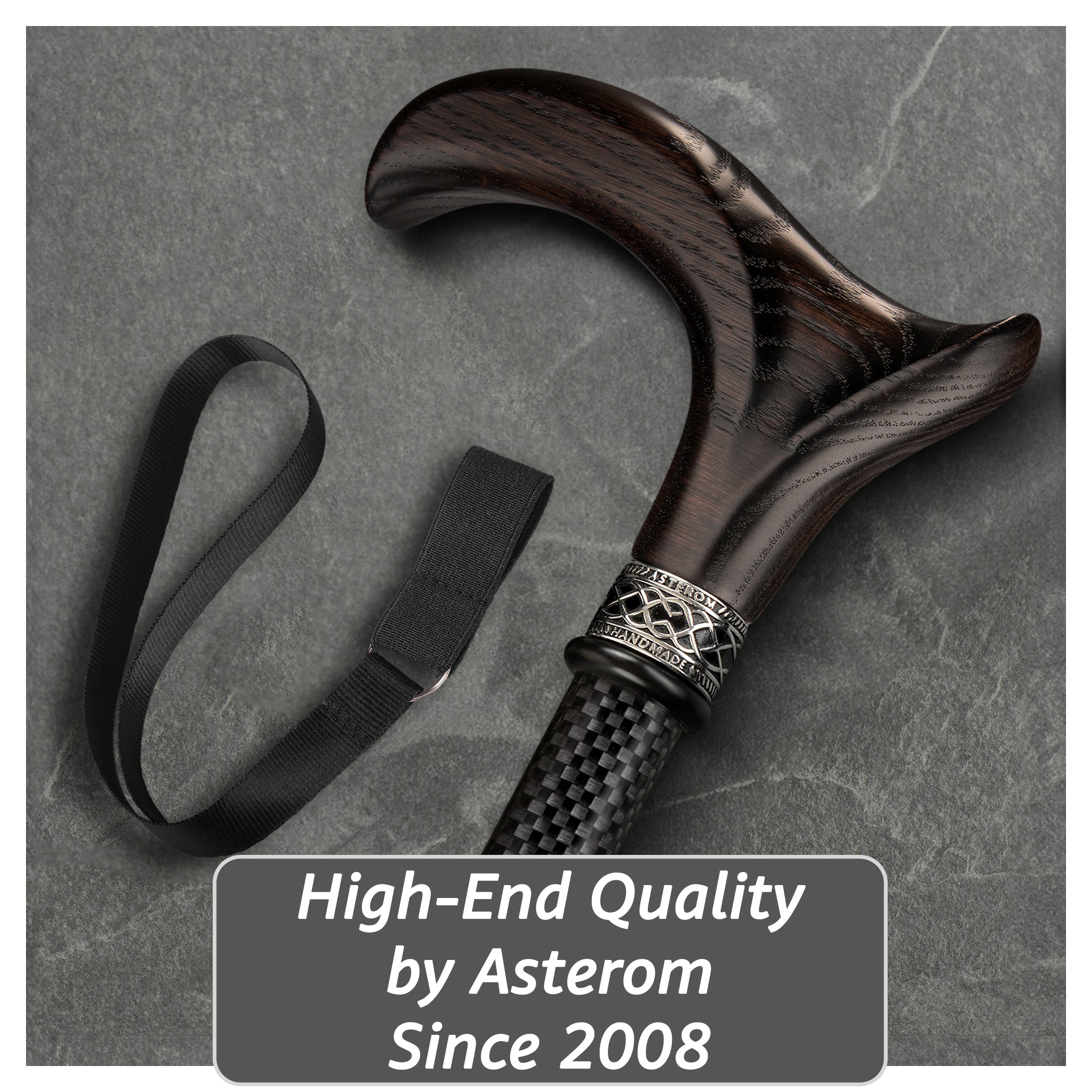 Carbon Adjustable Cane with Derby Wooden Handle