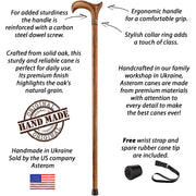 Asterom Walking Cane - Handmade, Ergonomic, Wooden - Canes for Men, Cane for Women - Walking Sticks for Seniors, Unique, Wood