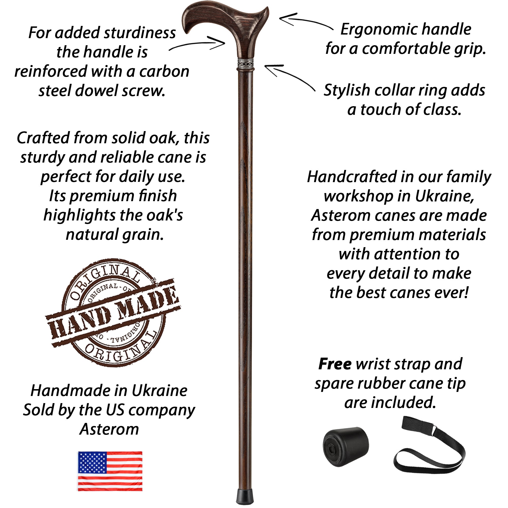 Cool Ergonomic Wooden Cane for Men & Women