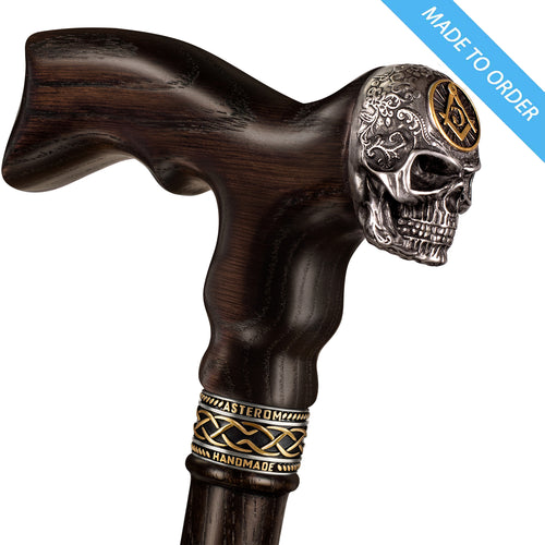 Masonic Skull Walking Cane - Custom Length and Color