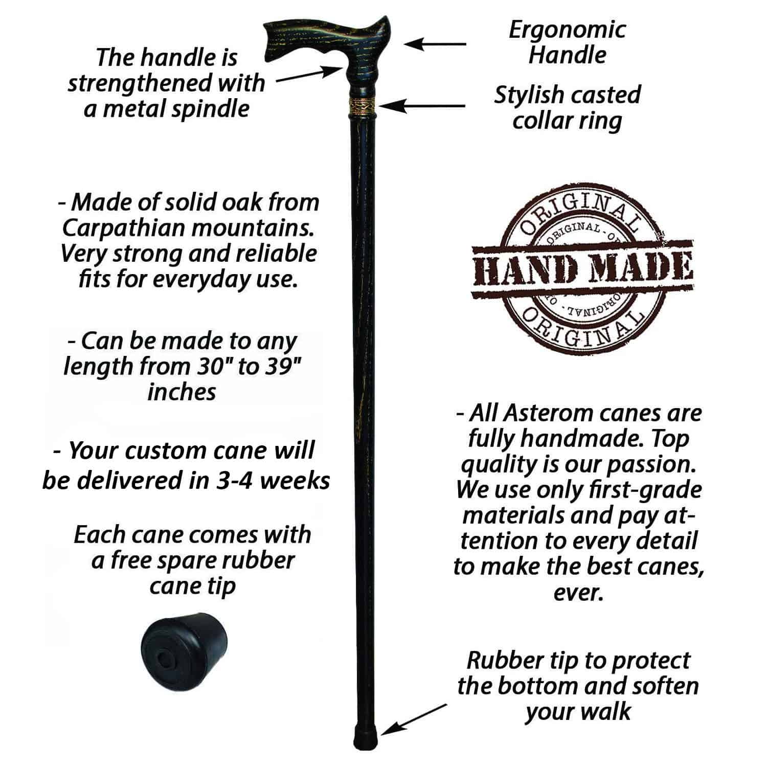 Black & Gold Cane Custom Length and Color