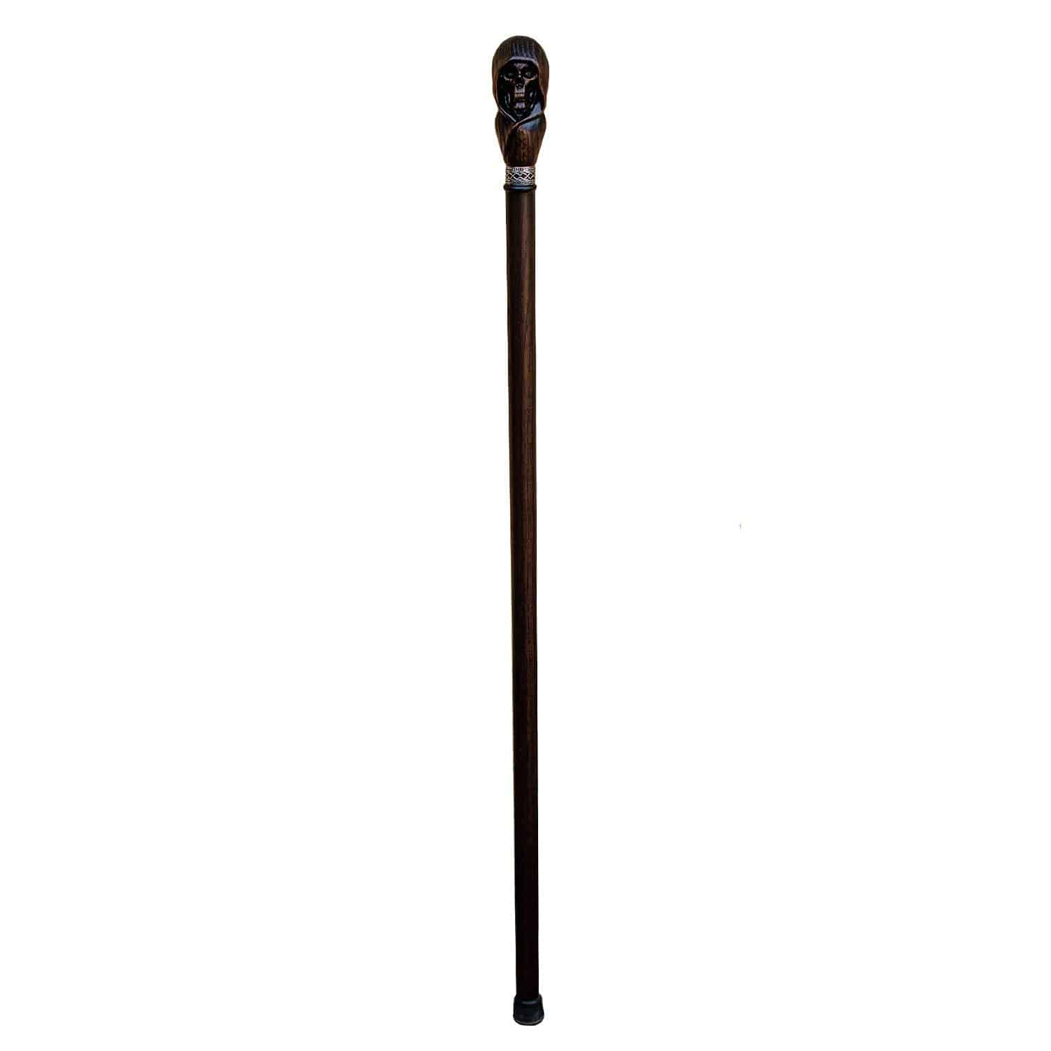 Custom Hooded Skull Walking Cane Sturdy Fully Carved Stick