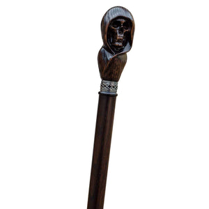 Custom Hooded Skull Walking Cane Sturdy Fully Carved Stick