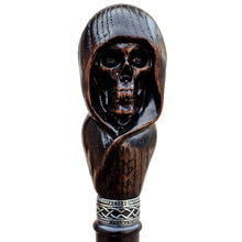 Custom Hooded Skull Walking Cane Sturdy Fully Carved Stick