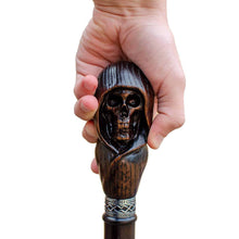 Custom Hooded Skull Walking Cane Sturdy Fully Carved Stick