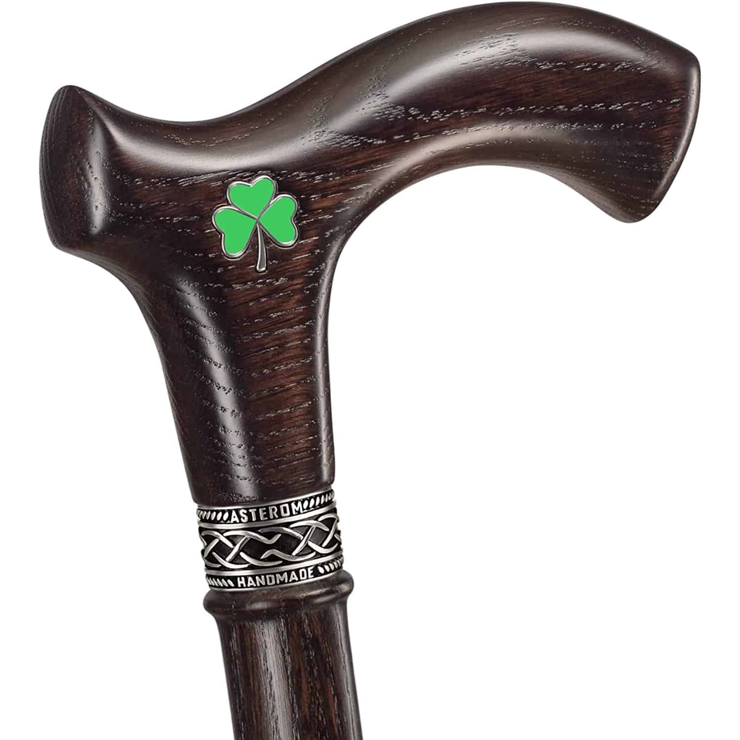 Irish Walking Cane for Men Shamrock Ergonomic Wooden Cane