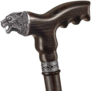 Wolf Walking Cane for Men, Wooden Cane
