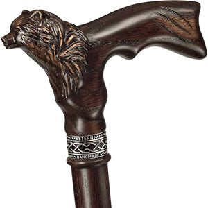 Bear Carved Wood Walking Cane - Custom Length and Color