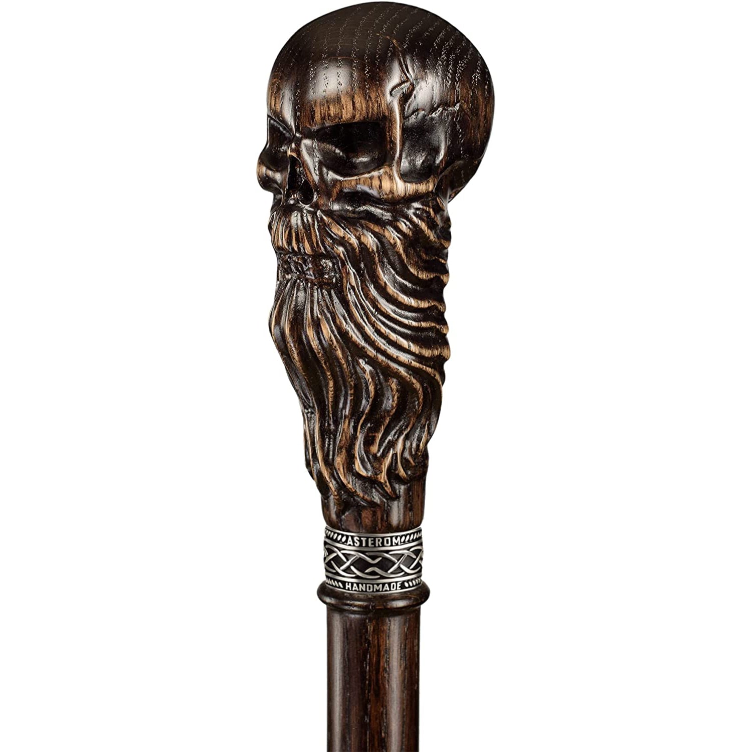 Bearded Skull Walking Cane Sturdy Carved Canes Sticks