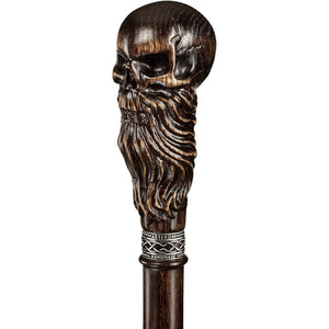 Bearded Skull Walking Cane Sturdy Fully Carved Canes Sticks