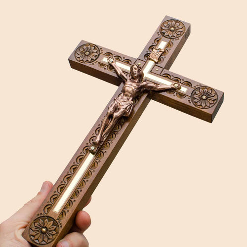 Unique Crucifix Wall Cross, Wooden Home Decor