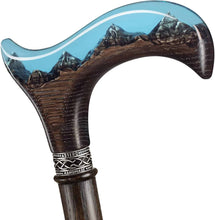 Unique Handmade Walking Cane - Mountains - Fancy Epoxy Walking Stick