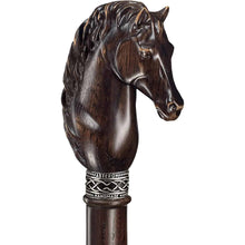 Horse Carved Wood Walking Cane - Custom Length and Color