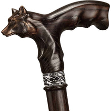 Wolf Garmr Carved Wooden Walking Cane - Custom Length and Color