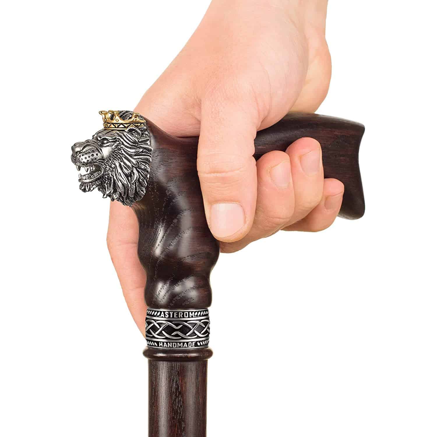 Lion King Walking Cane for Men, Wooden Cane