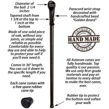 Sturdy Handmade Walking Stick for Men - Solid Hardwood Carved Cane