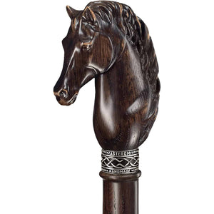 Horse Carved Wood Walking Cane - Custom Length and Color