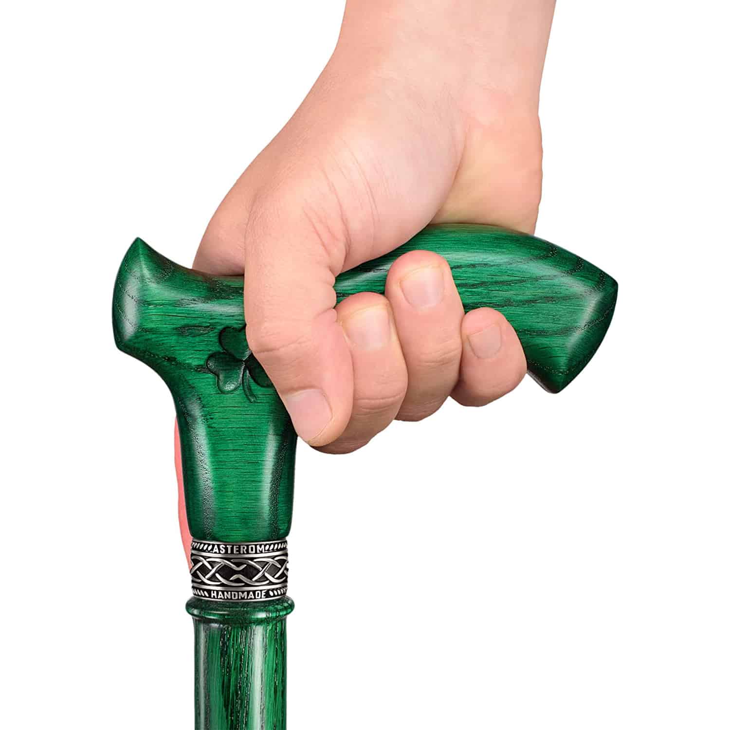 Irish Walking Cane for Men - Shamrock- Green Cane