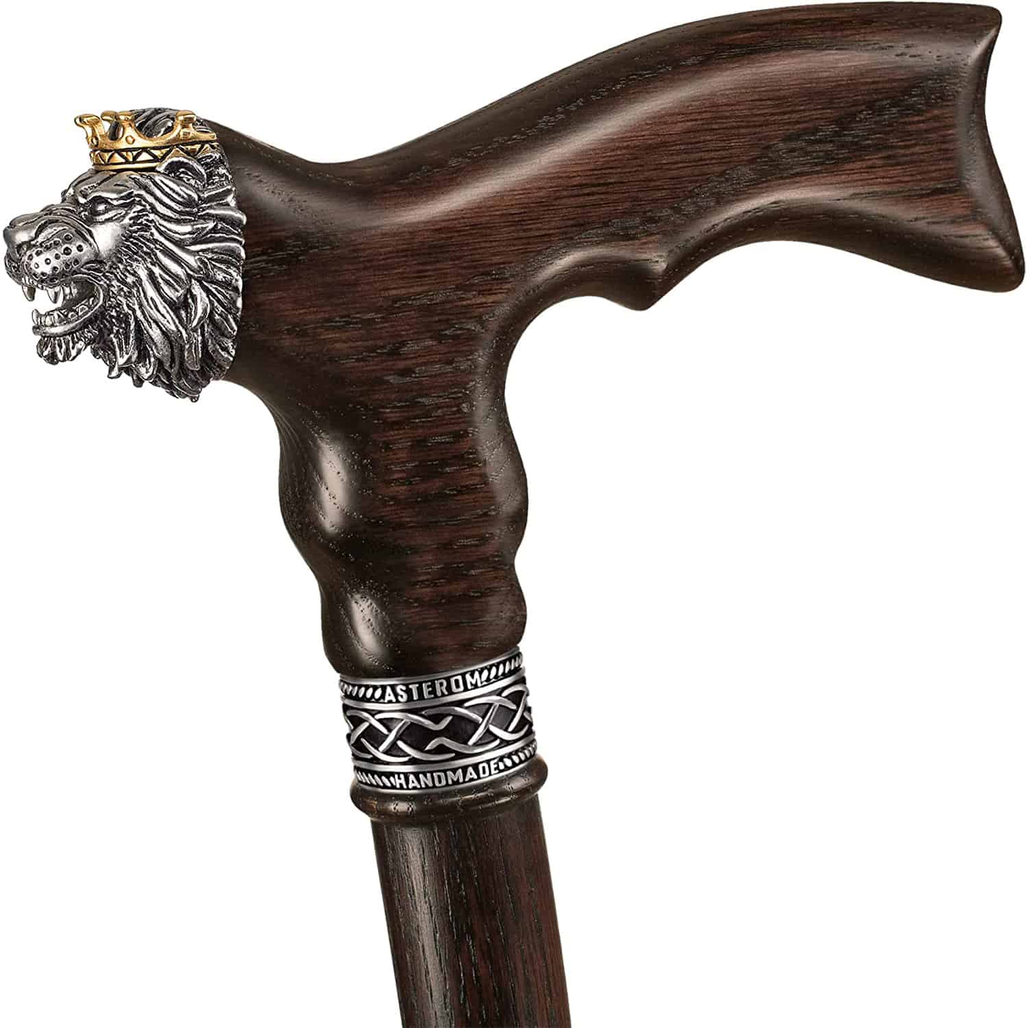 Lion King Walking Cane for Men, Wooden Cane