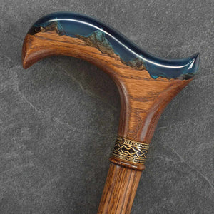 Unique Handmade Walking Cane - Mountains - Fancy Epoxy Walking Stick