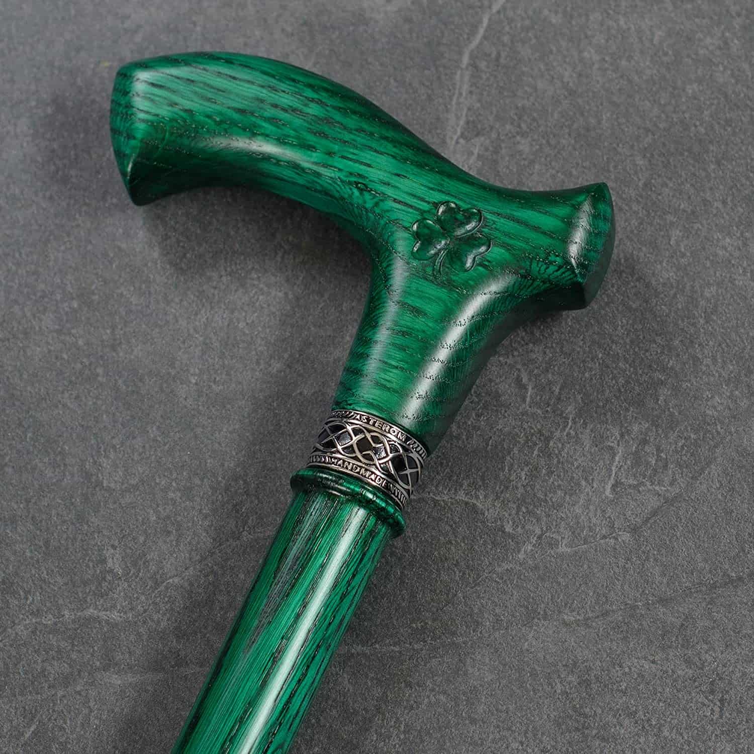 Irish Walking Cane for Men - Shamrock- Green Cane
