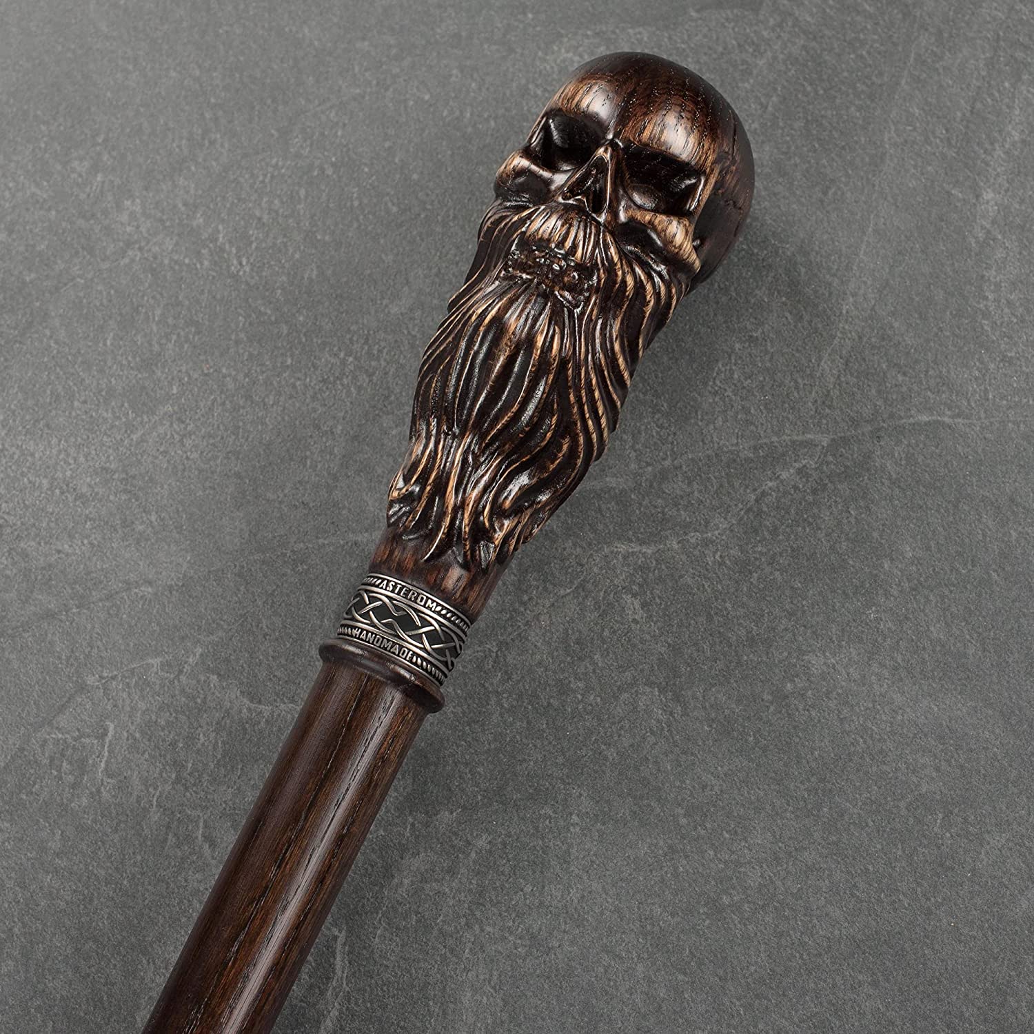 Bearded Skull Walking Cane Sturdy Carved Canes Sticks