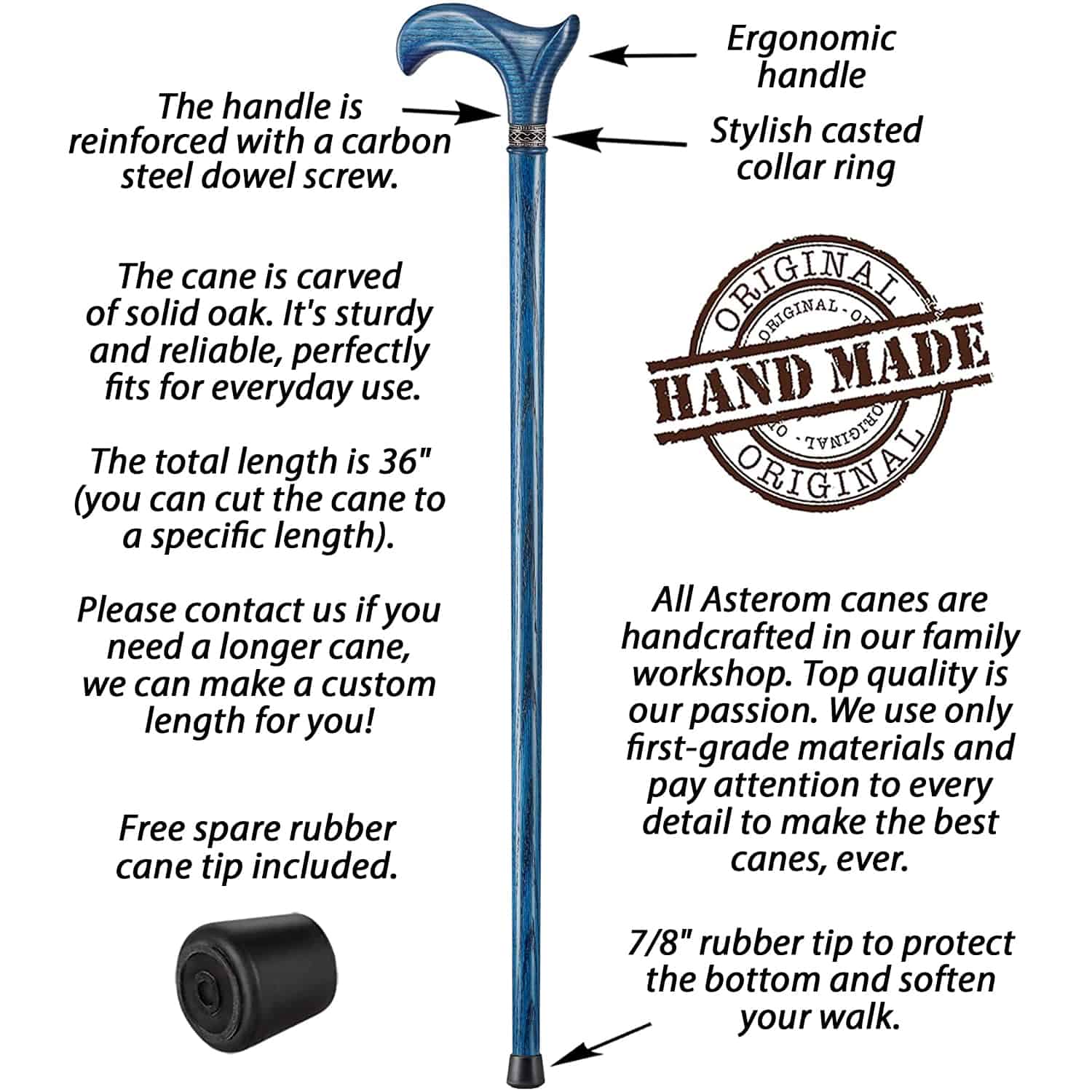 Fashionable Walking Cane for Men and Women, Oak Wood