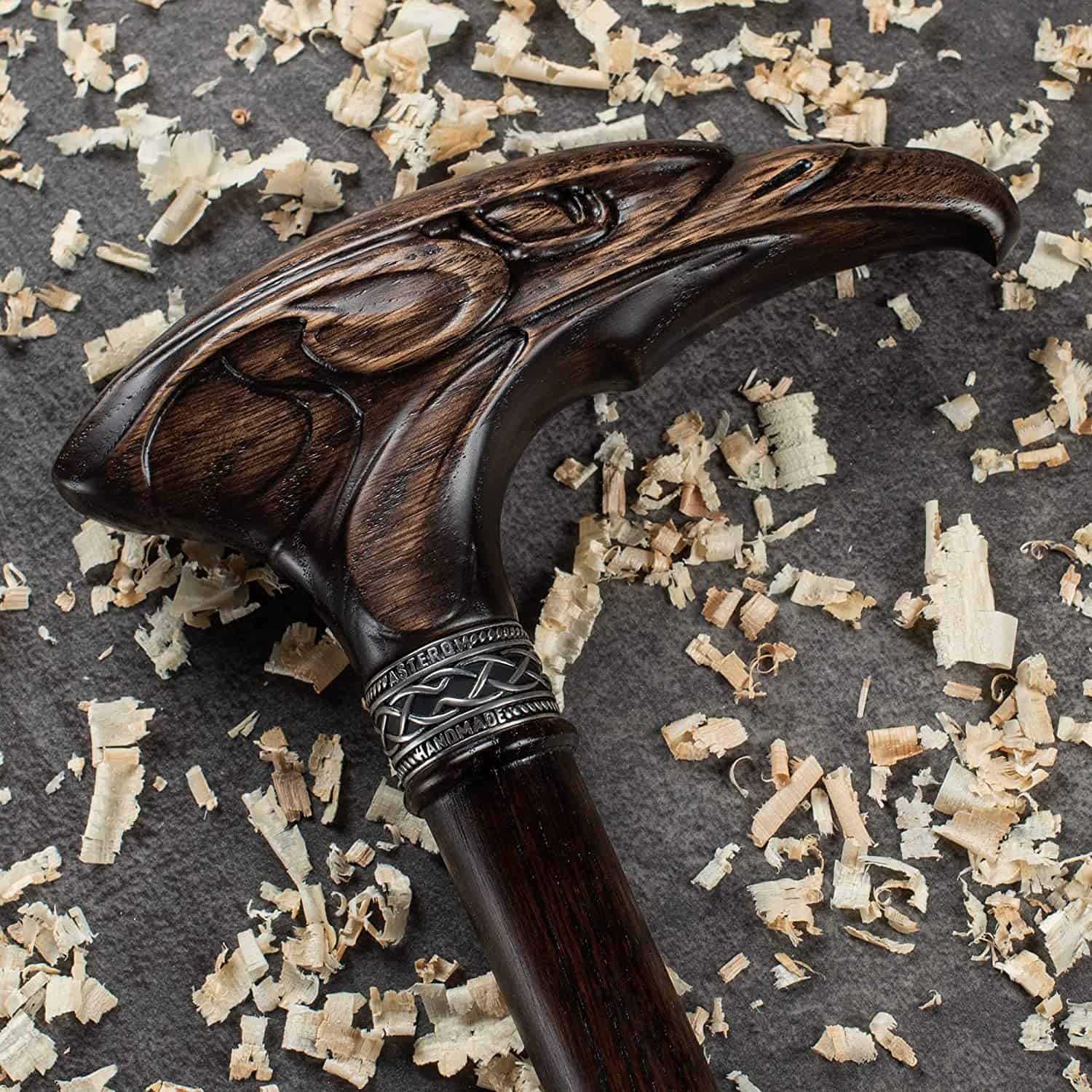 Eagle Hand Carved Walking Cane, Custom Length