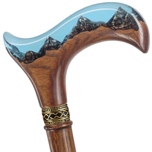 Mountains Walking Stick - Fancy Epoxy Cane - Custom Length and Color