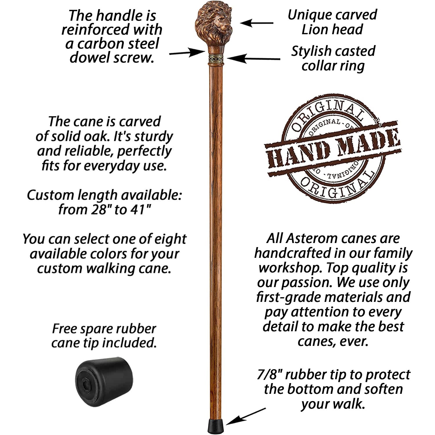 Carved Lion Walking Cane Sturdy Fully Carved Canes Sticks