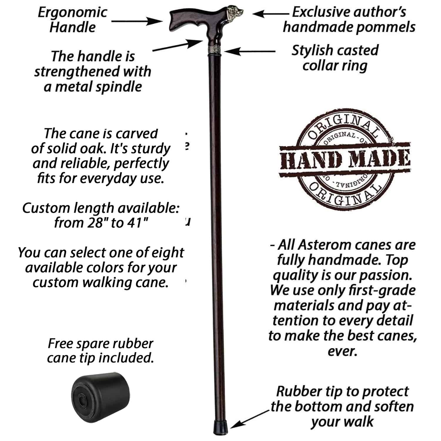 Stylish Walking Cane - Labrador Design - Hand Carved Wooden Walking Stick