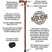 Branchlet Cane for Women- Rhinestone Wooden Cane - Custom Length and Color