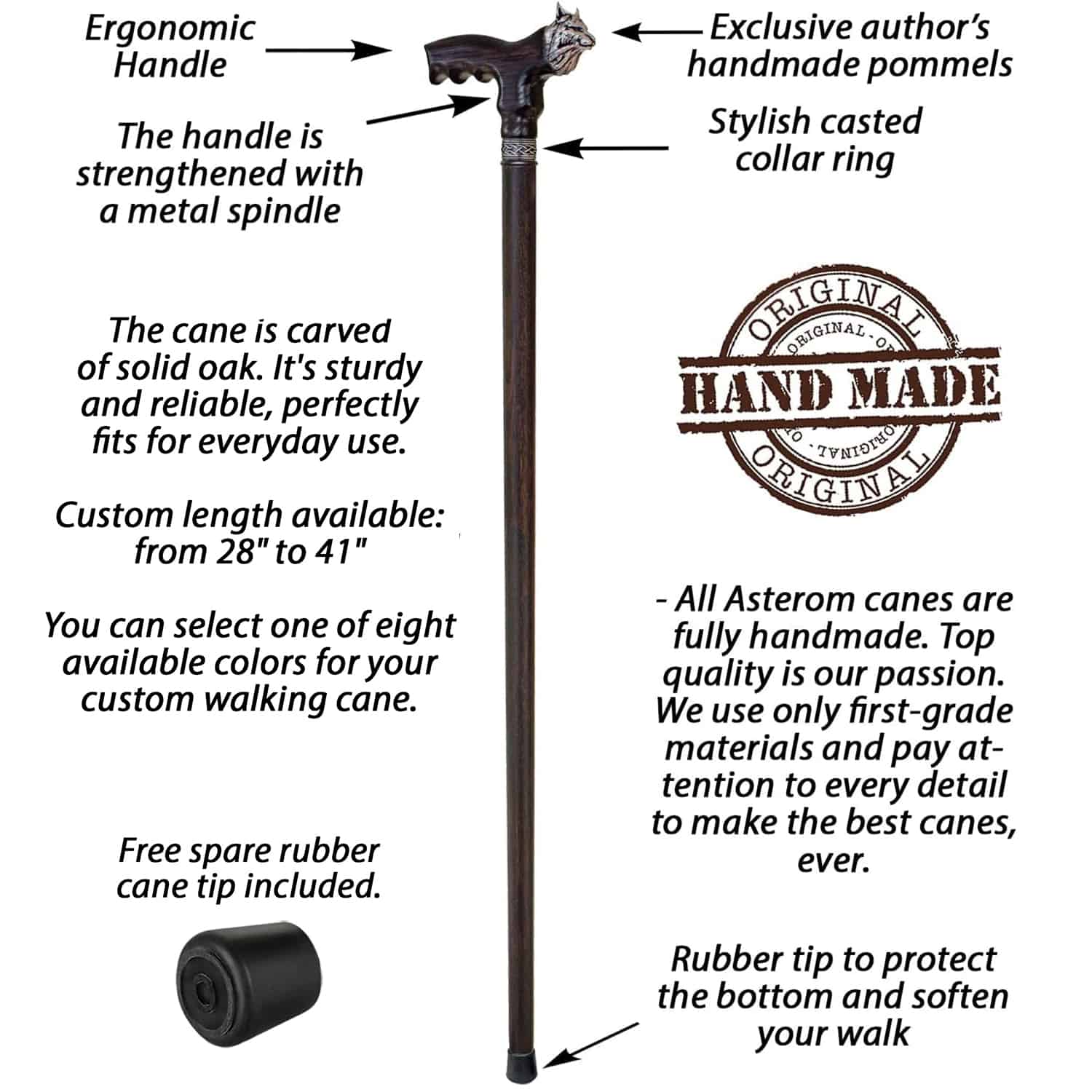 Facny Lynx Cane - Custom Length and Color