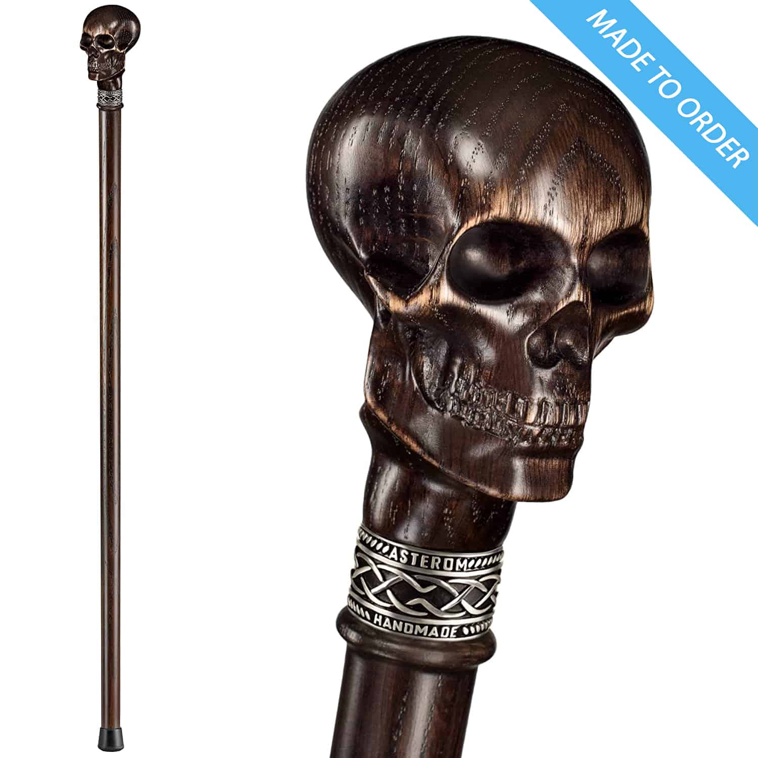 Fancy Skull Walking Cane Sturdy Fully Carved Canes Sticks