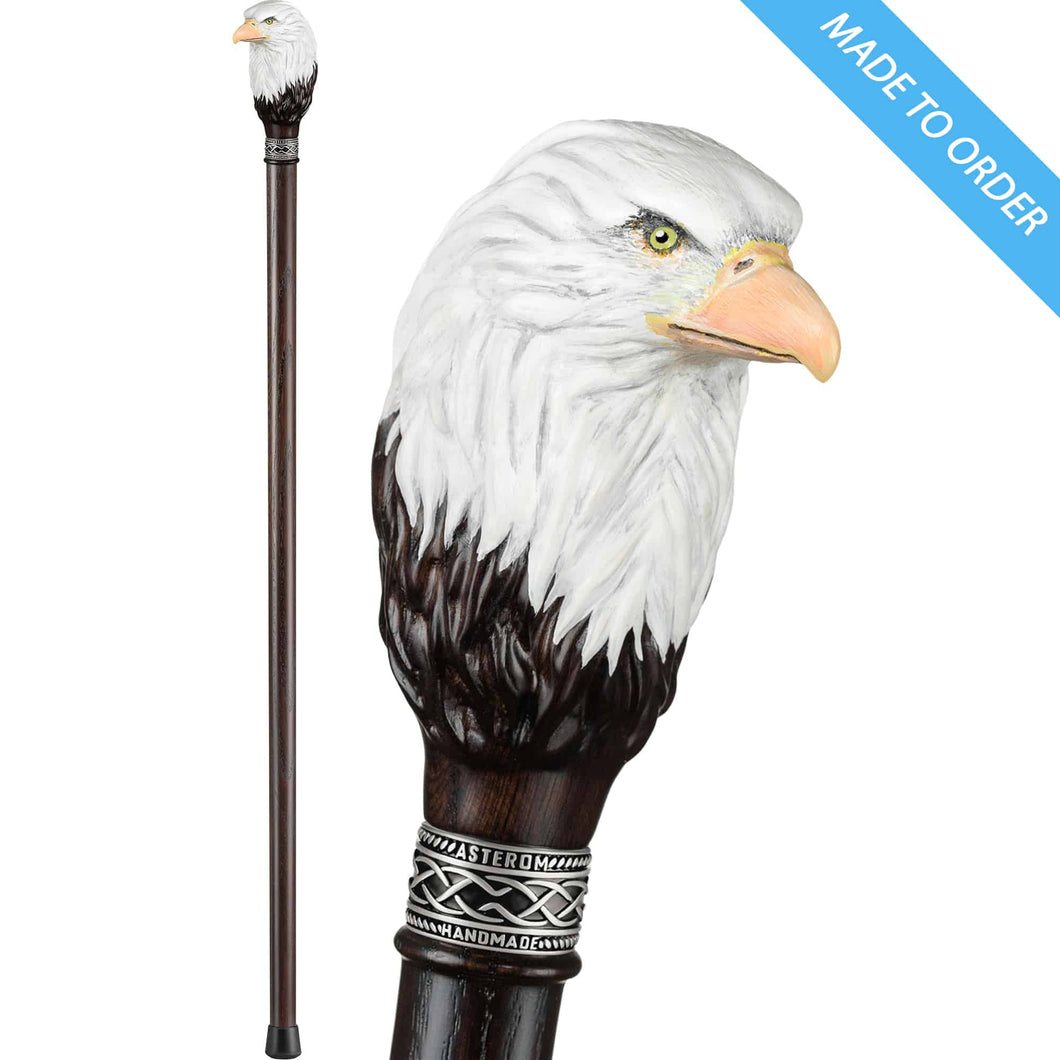 Hand-Painted Bald Eagle Knob Cane- Custom Length