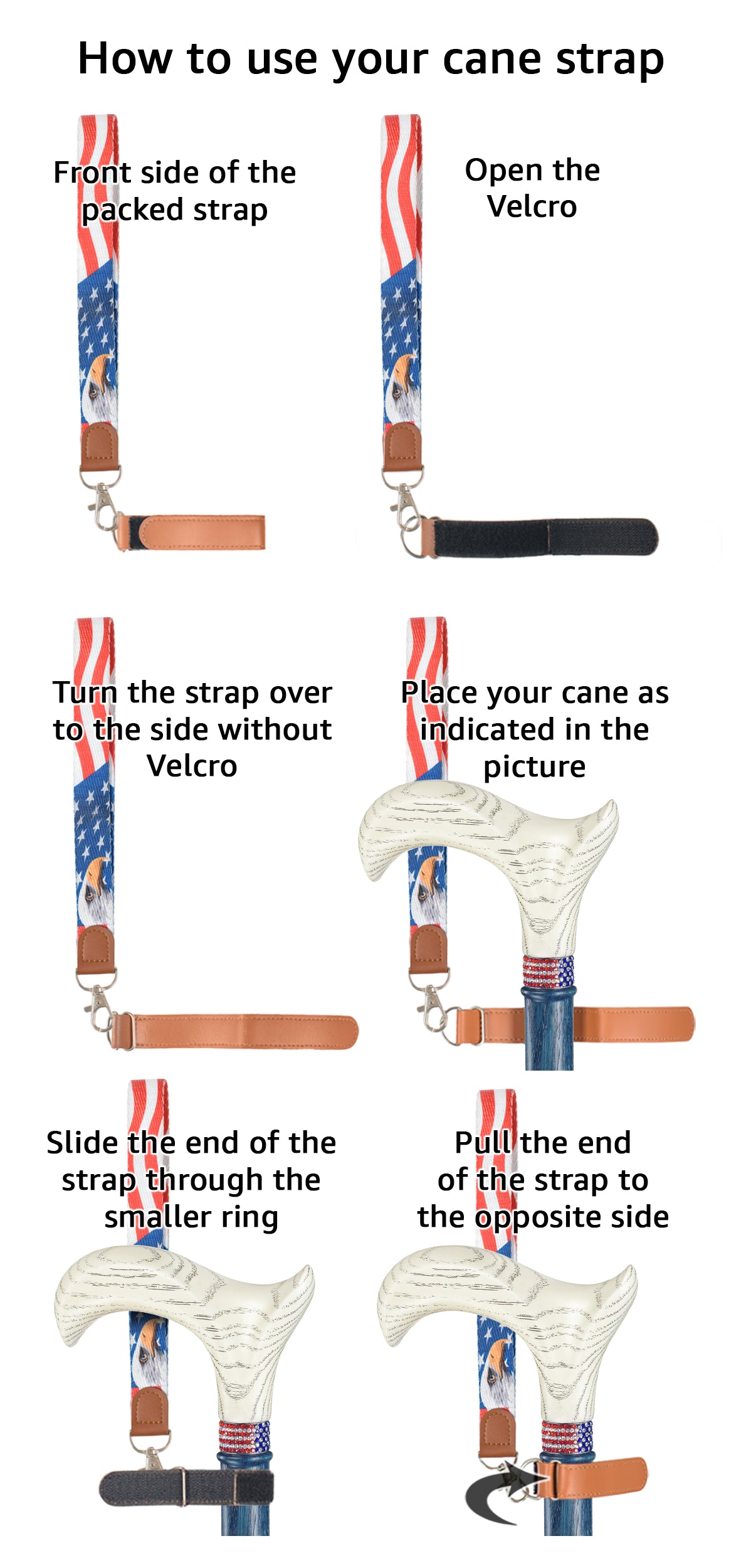 Stars and Stripes - Fashionable Wrist Strap for Walking Sticks