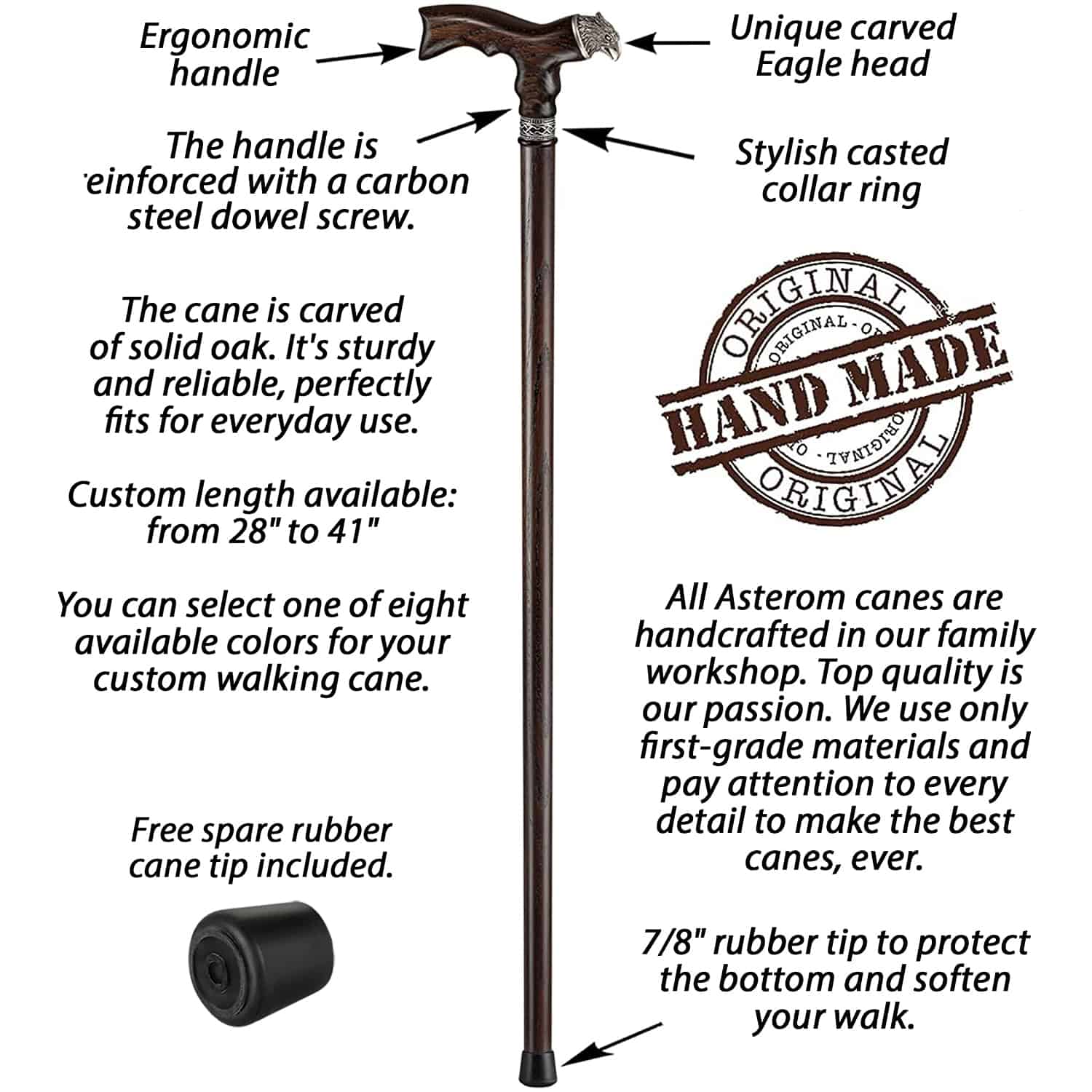 Eagle - Designer Walking Cane, Custom Length & Color