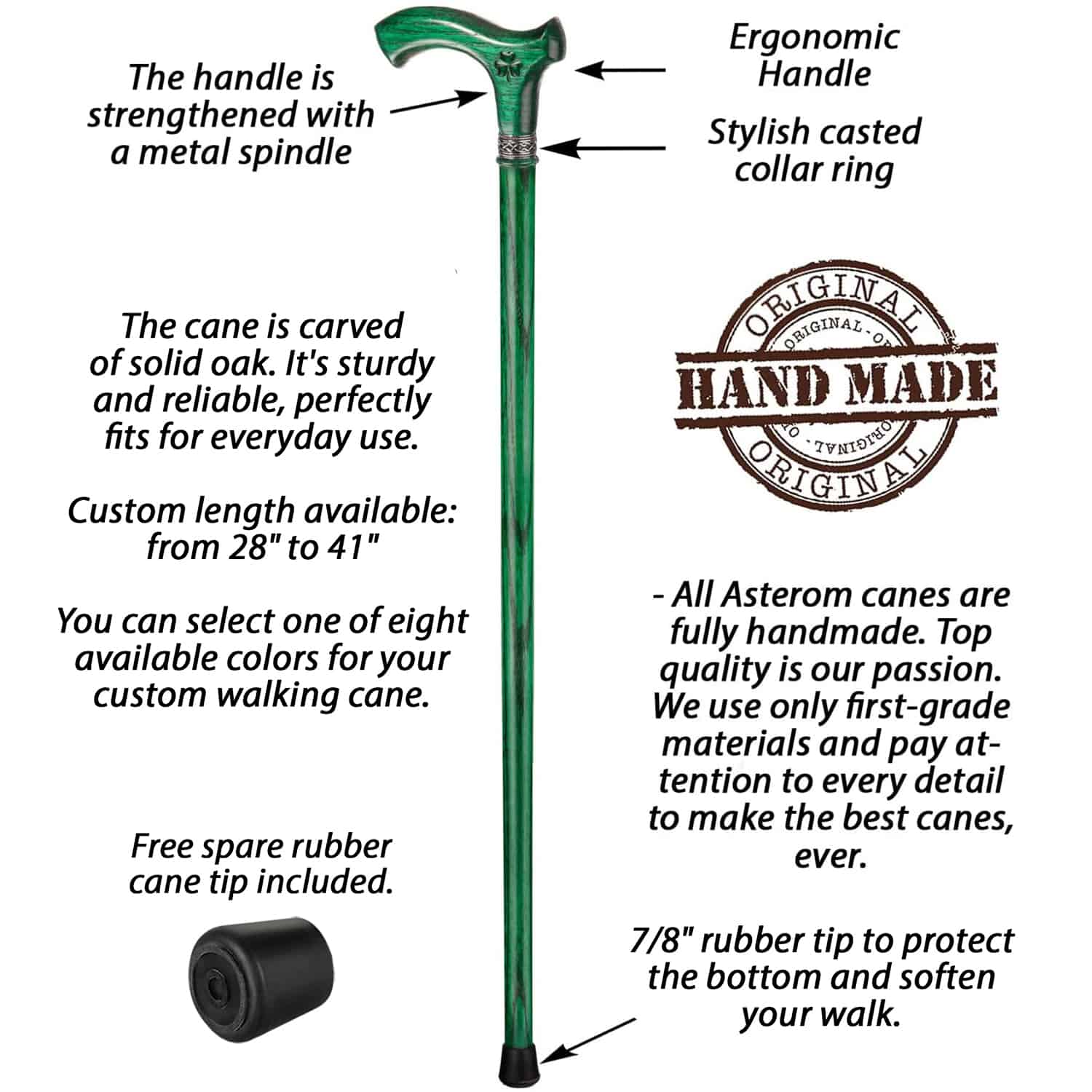 Irish Green Walking Cane - Custom Lenght and Color
