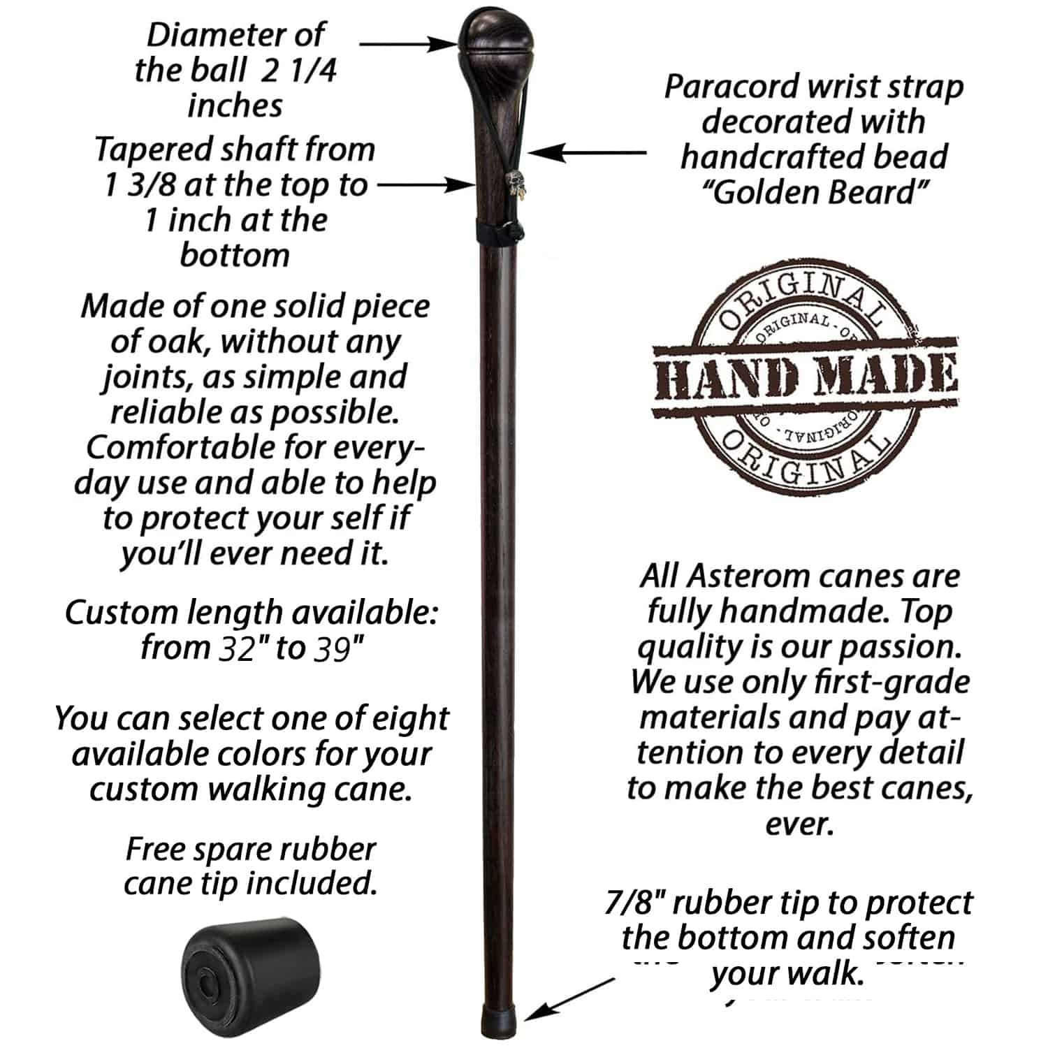 Nutcracker Self Defense Walking Stick - Custom Length & Color