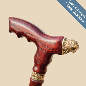 Vintage Style Brass Crow Head Handle Wooden Walking Stick