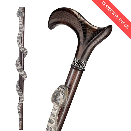Rattlesnake - Hand Painted Walking Cane for Men