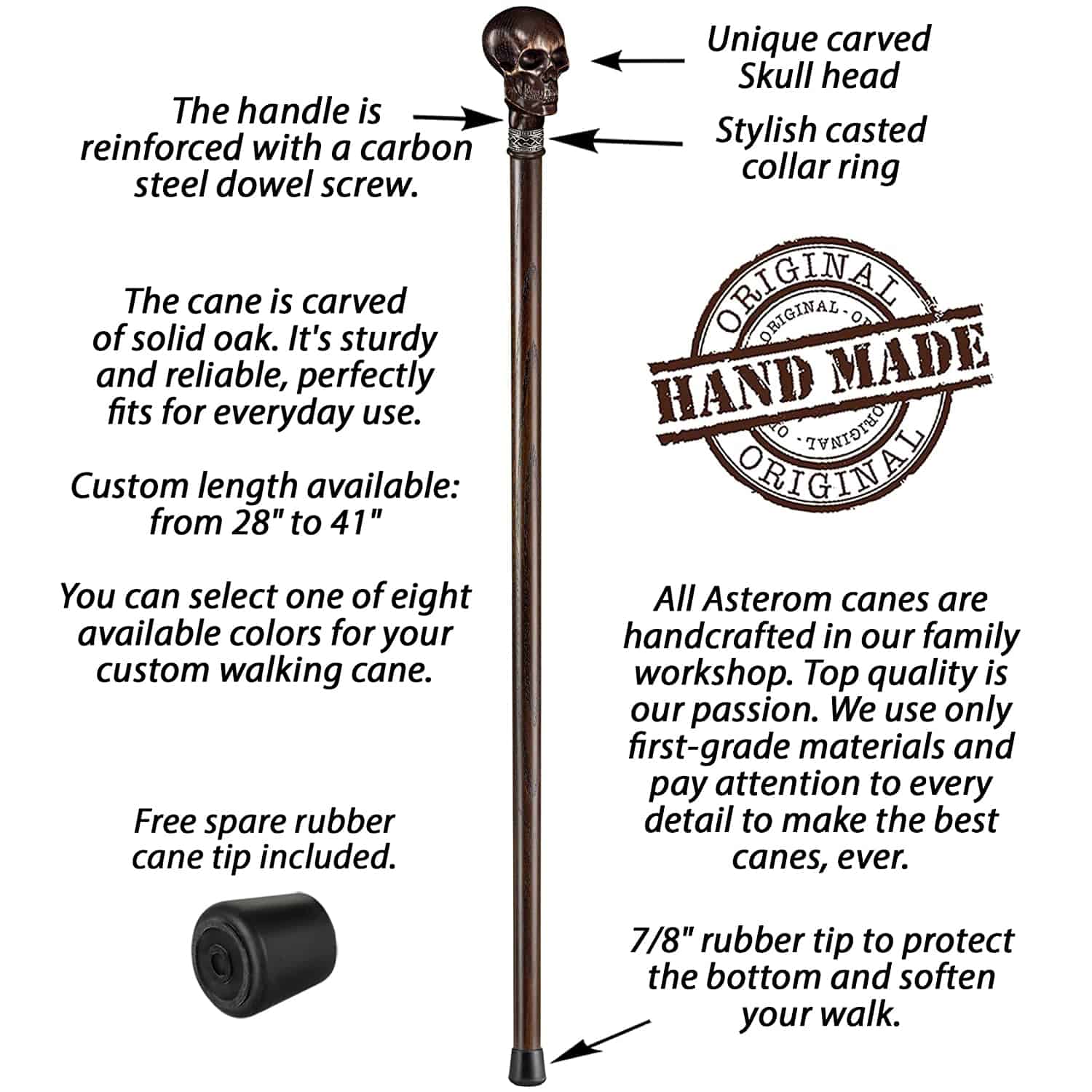 Skull Walking Cane Sturdy Fully Carved Canes Sticks